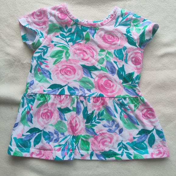 Floral Dress with Diaper Cover Short Sleeve Pastel Size 3-6 Months - Picture 4 of 7